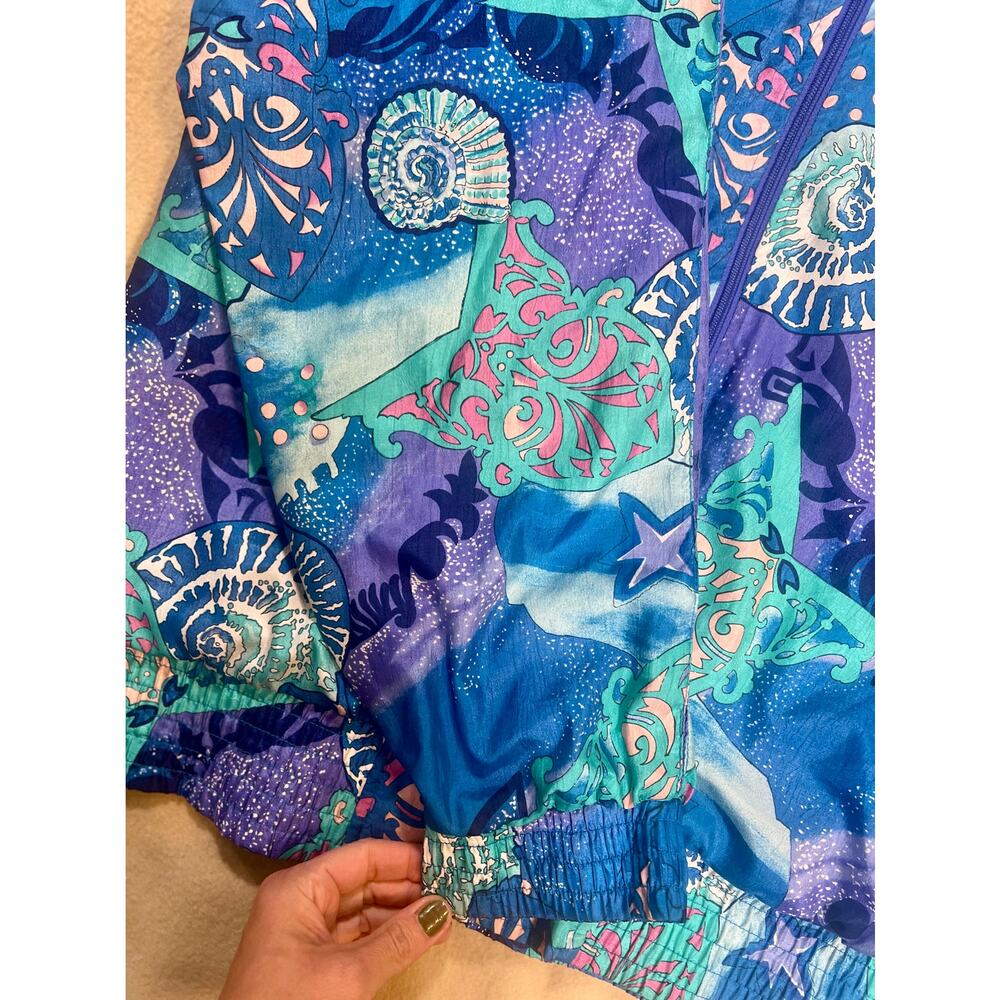 Lavon Vintage 90's Seashell Colorful Windbreaker Ski Jacket Size LARGE Retro - Picture 3 of 12